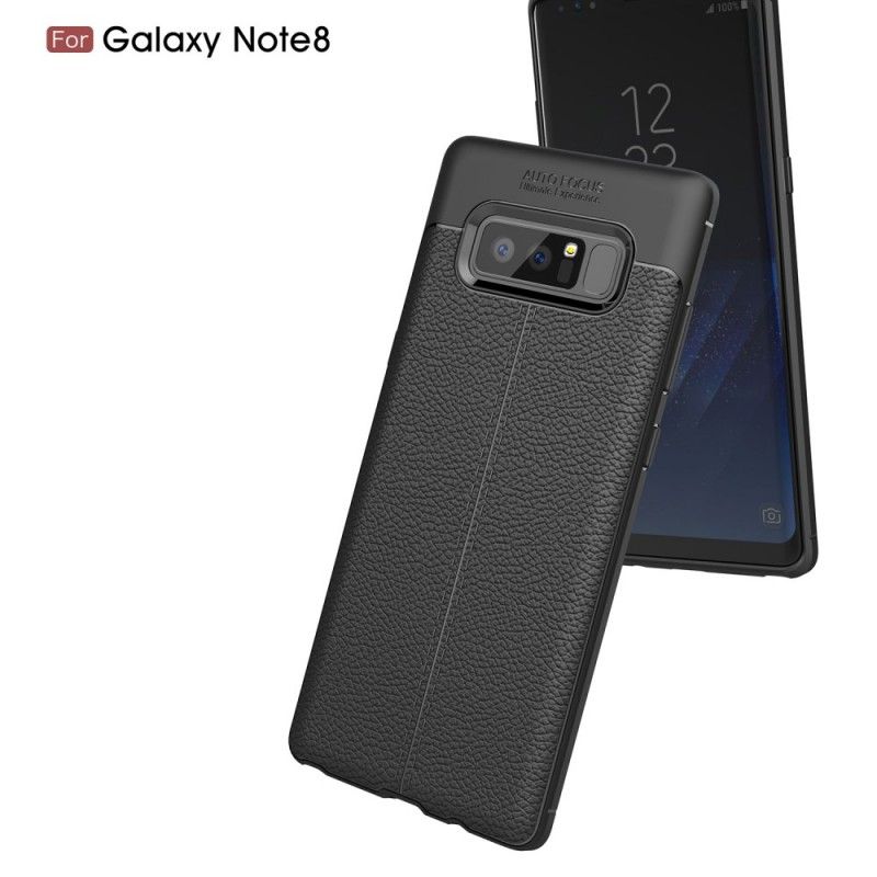 Etui Samsung Galaxy Note 8 Czerwony Czarny Efekt Skóry Z Podwójną Linią Liczi Etui Ochronne