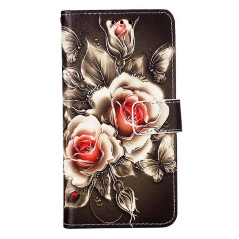 Etui Folio Oppo Reno 11 5g Róże Z Paskiem