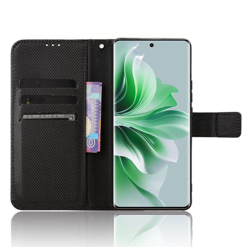 Skórzany Futerał Oppo Reno 11 5g Etui Na Telefon Pasek O Fakturze Diamentu