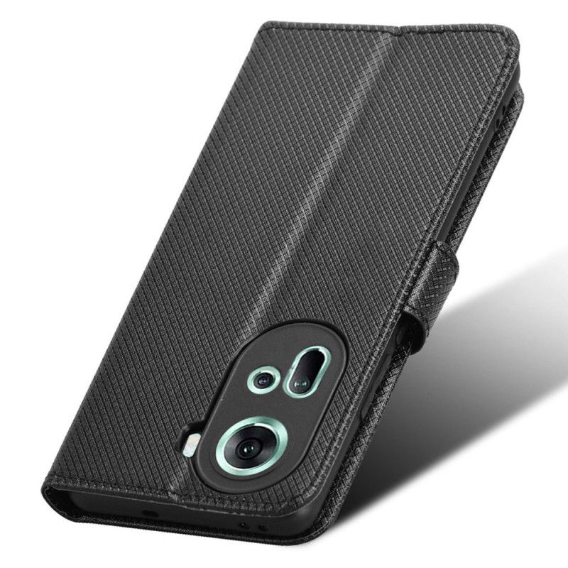 Skórzany Futerał Oppo Reno 11 5g Etui Na Telefon Pasek O Fakturze Diamentu