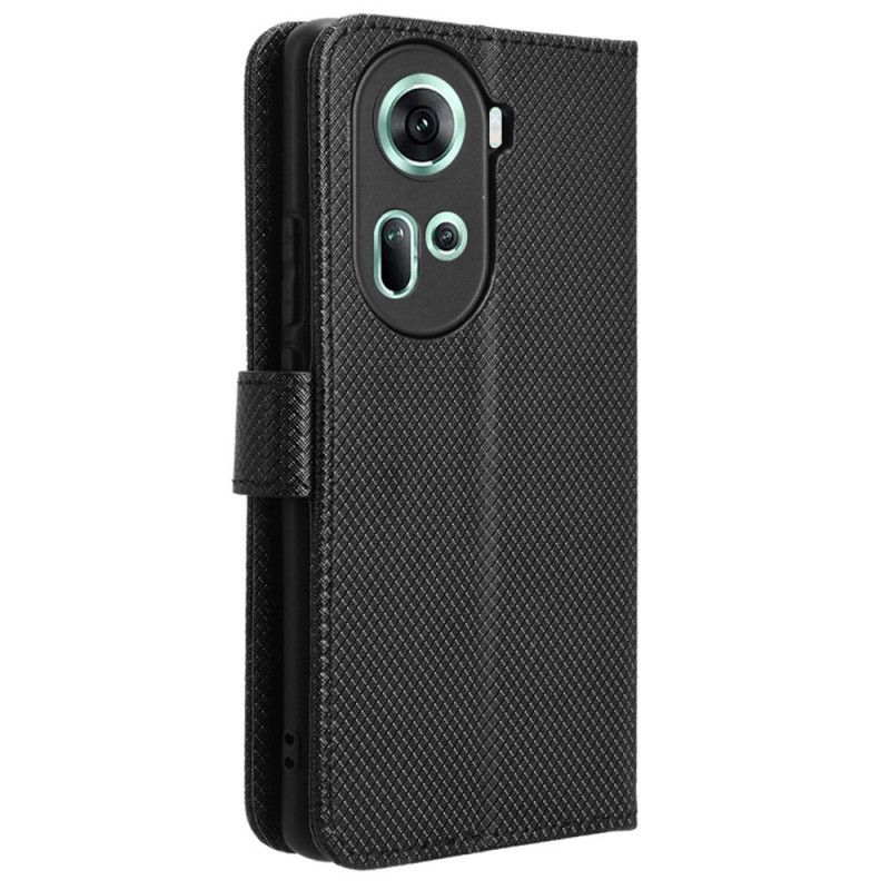 Skórzany Futerał Oppo Reno 11 5g Etui Na Telefon Pasek O Fakturze Diamentu