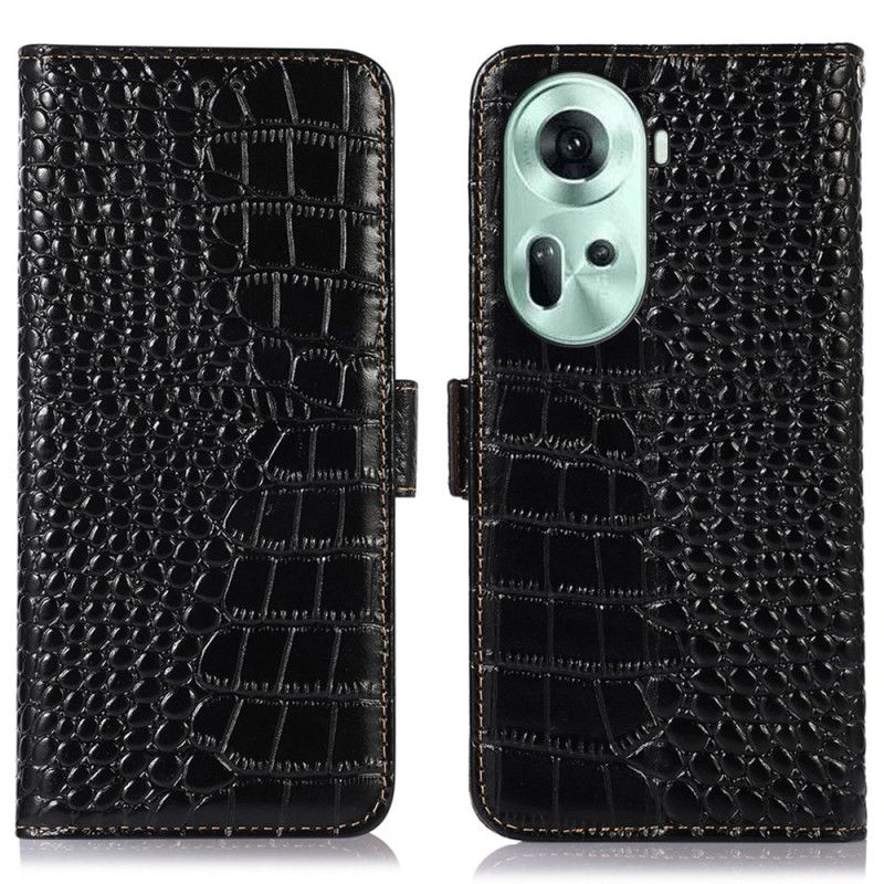 Skórzany Futerał Oppo Reno 11 5g Etui Na Telefon Skóra O Fakturze Krokodyla