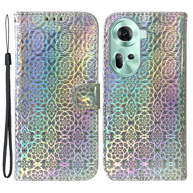 Skórzany Futerał Oppo Reno 11 5g Etui Na Telefon Styl Dyskotekowy Na Ramiączkach