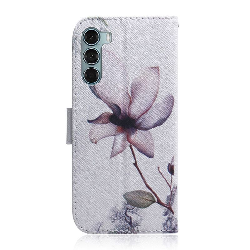 Etui Folio Moto G200 5g Stary Różowy Kwiat