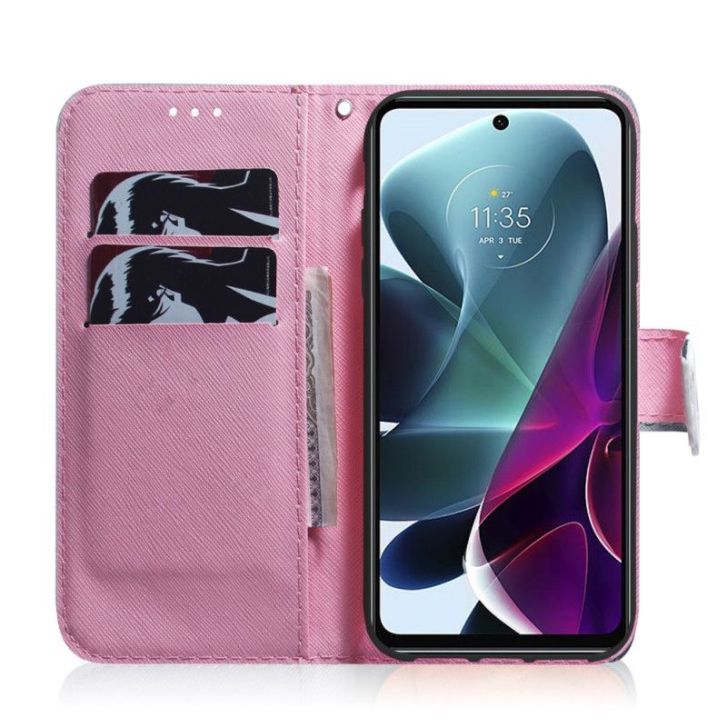 Etui Folio Moto G200 5g Stary Różowy Kwiat