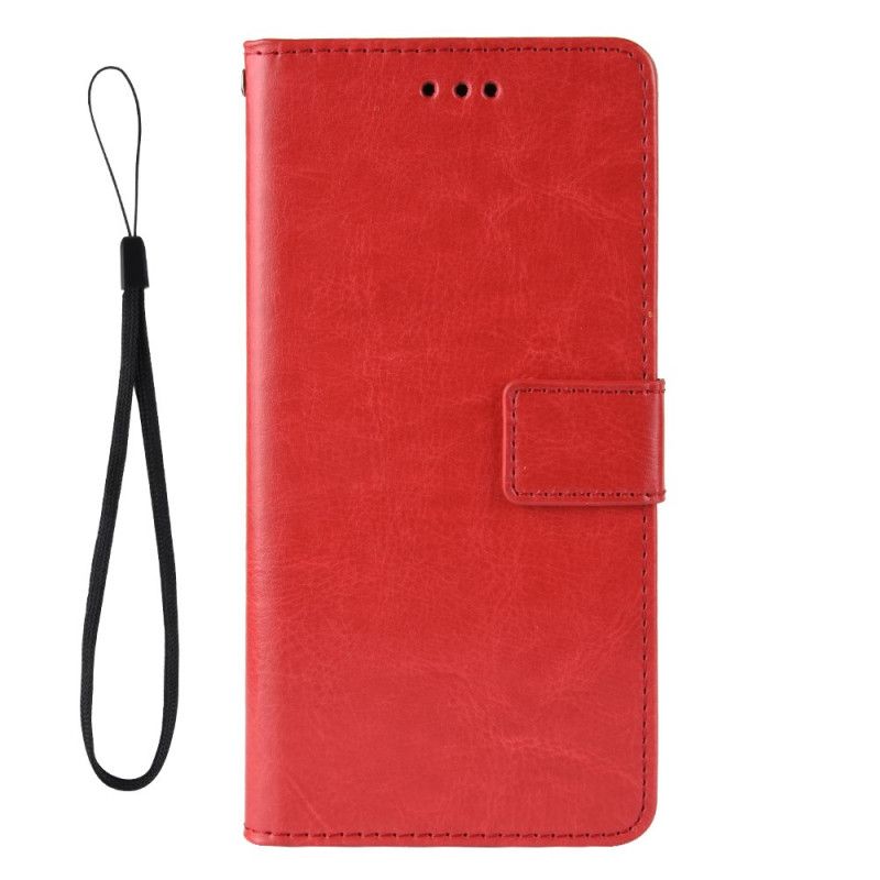 Etui Folio Xiaomi Redmi 9A Czerwony Czarny Efektowna Sztuczna Skóra