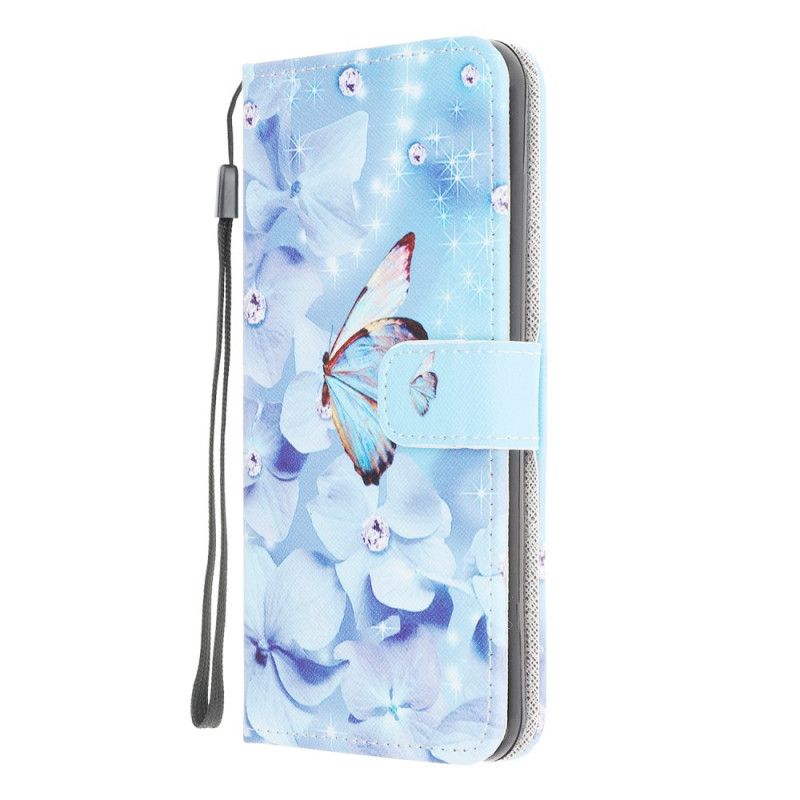 Etui Folio Xiaomi Redmi 9A Diamentowe Motyle Ze Stringami Etui Ochronne