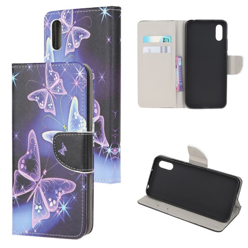 Etui Folio Xiaomi Redmi 9A Neonowe Motyle Etui Ochronne