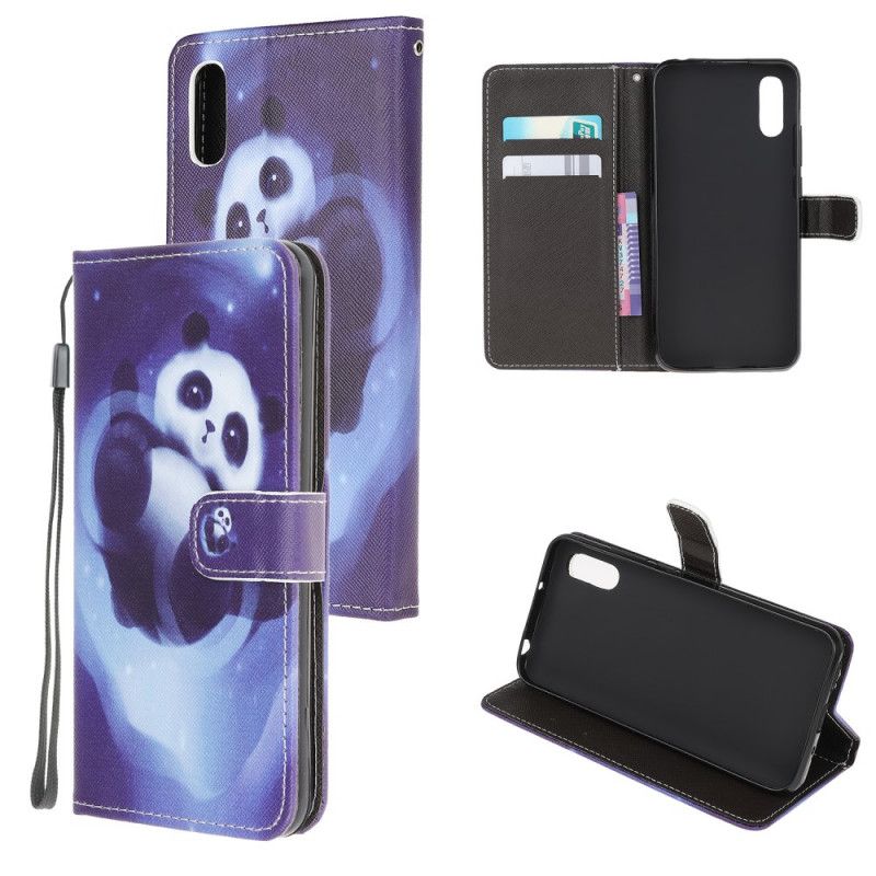 Etui Folio Xiaomi Redmi 9A Przestrzeń Panda Ze Stringami Etui Ochronne