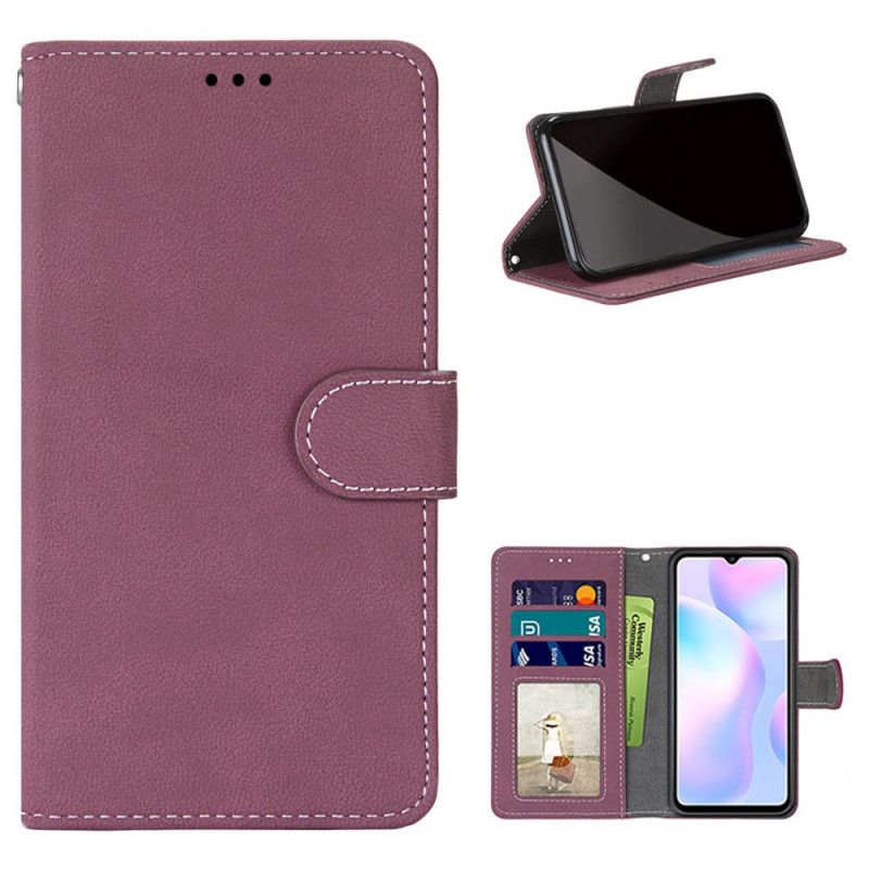 Etui Folio Xiaomi Redmi 9A Szary Czarny Ekoskóra W Stylu Retro