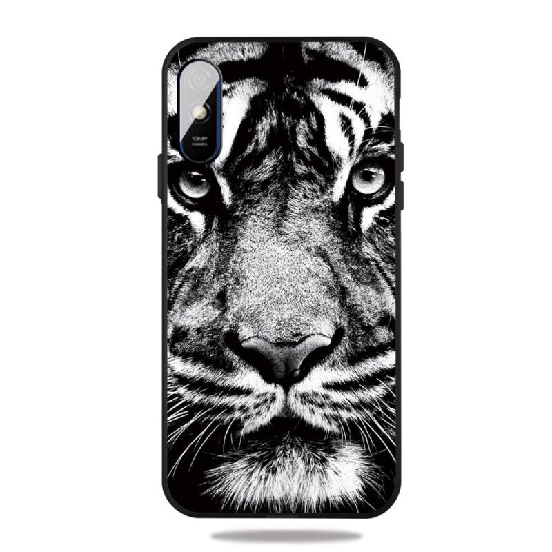 Etui Xiaomi Redmi 9A Czarno-Biały Tygrys Etui Ochronne