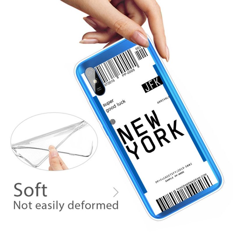 Etui Xiaomi Redmi 9A Granatowy Czarny Przepustka Do Nowego Jorku