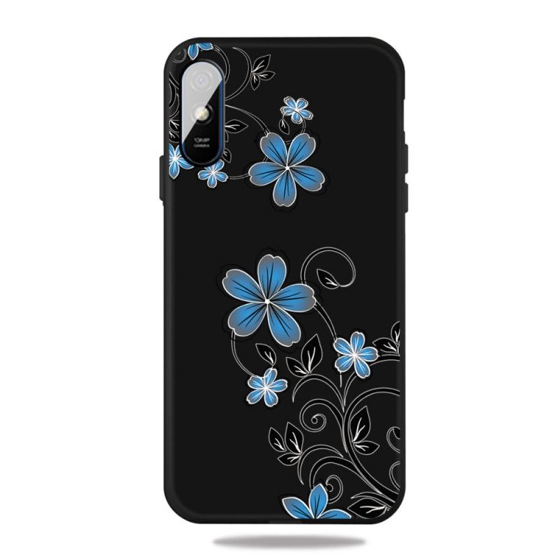 Etui Xiaomi Redmi 9A Niebieskie Kwiaty Etui Ochronne