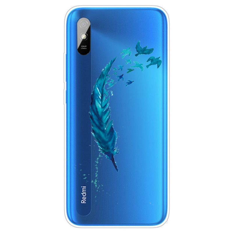 Etui Xiaomi Redmi 9A Piękne Niebieskie Pióro Etui Ochronne