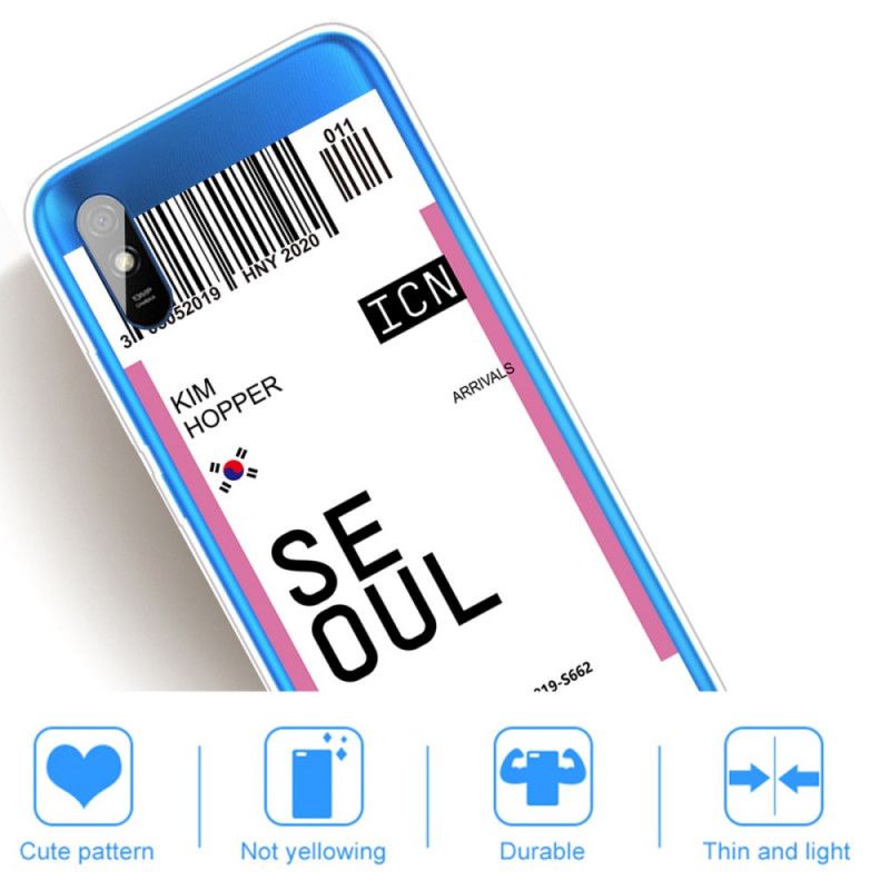 Etui Xiaomi Redmi 9A Różowy Magenta Karta Pokładowa Do Seulu