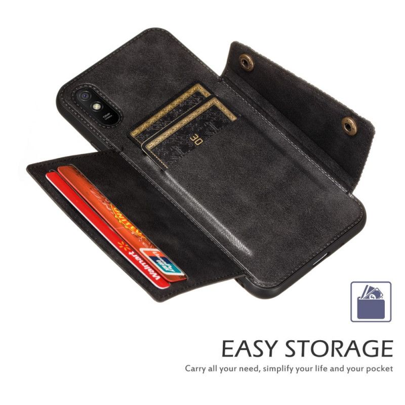 Etui Xiaomi Redmi 9A Szary Czarny Portfel Zatrzaskowy