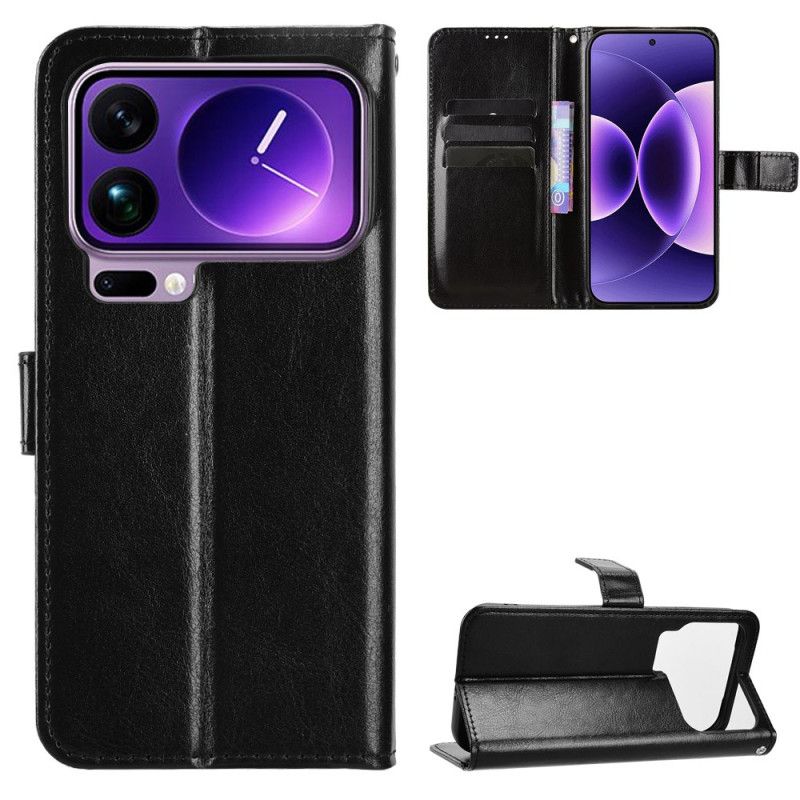 Etui Folio Do Xiaomi 17 Pro Błyszcząca Skóra Ekologiczna