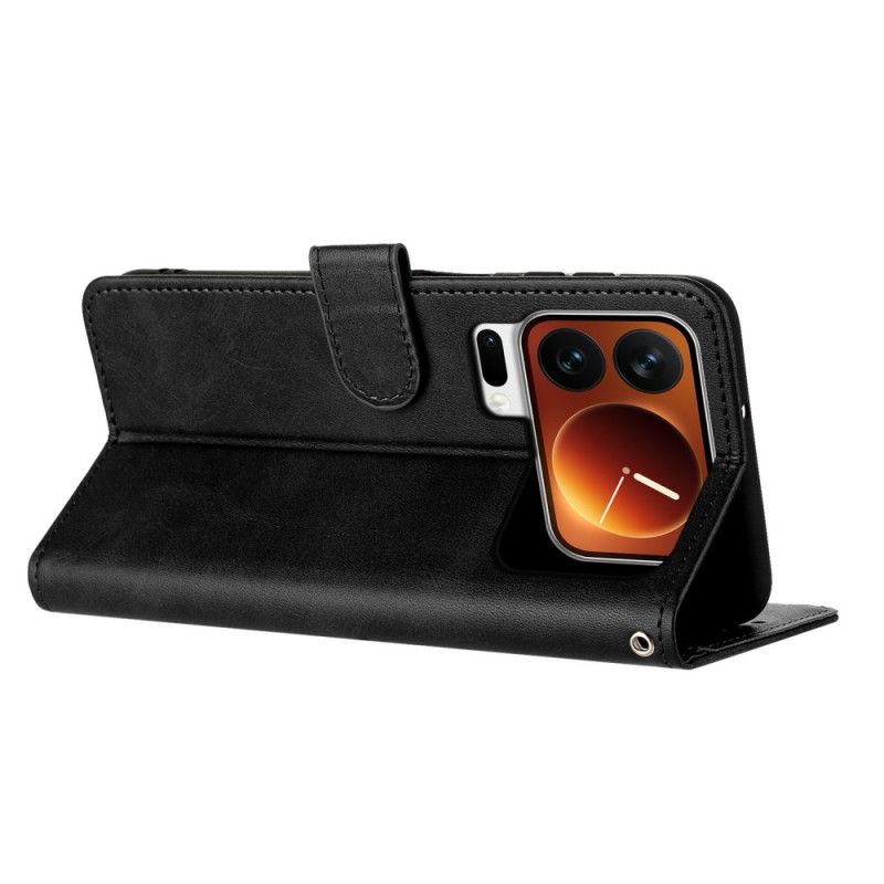 Etui Folio Do Xiaomi 17 Pro Efekt Skóry Ze Smyczą