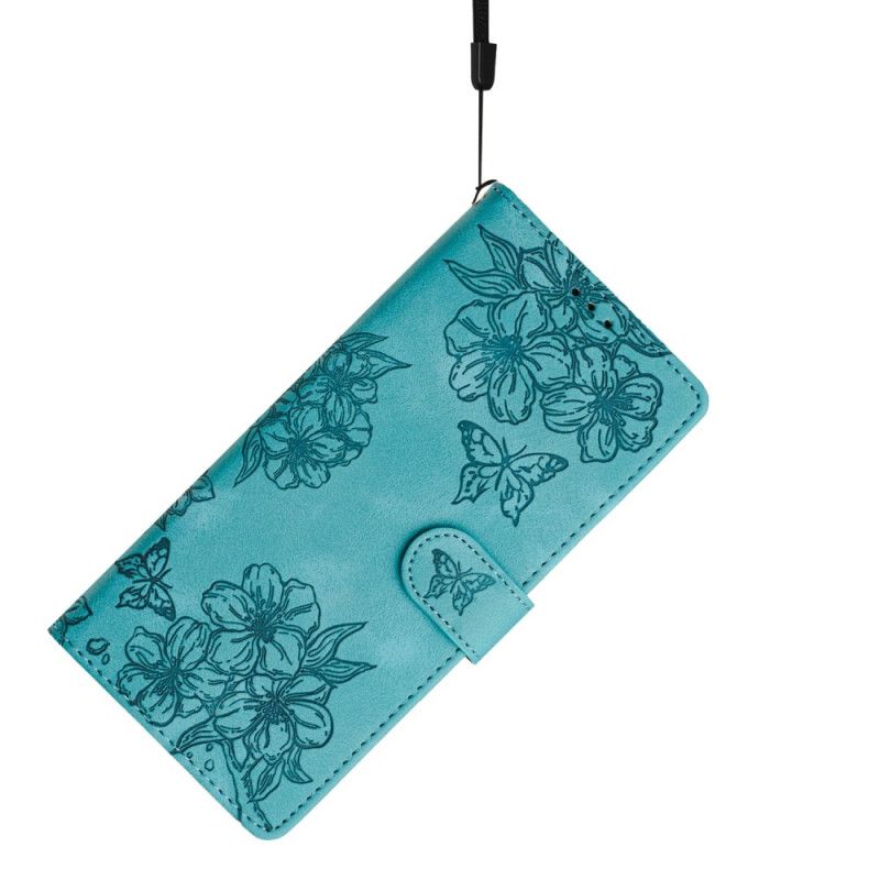 Etui Folio Do Xiaomi 17 Pro Motyle I Kwiaty Z Efektem Zamszu