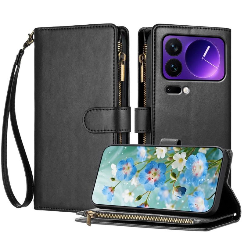 Etui Folio Do Xiaomi 17 Pro Portfel Z Zamkiem Błyskawicznym I Paskiem