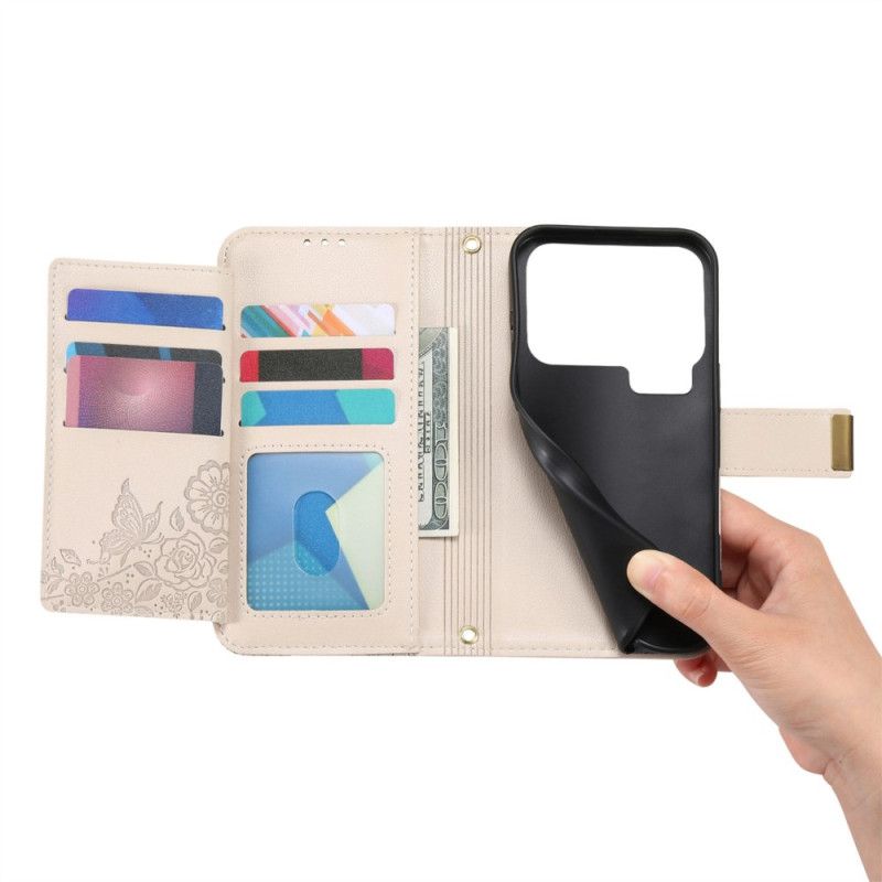 Etui Folio Do Xiaomi 17 Pro Wzór Kwiatowy I Liściasty