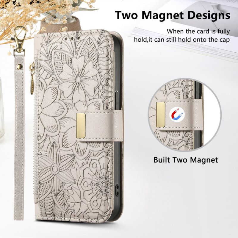 Etui Folio Do Xiaomi 17 Pro Wzór Kwiatowy I Liściasty