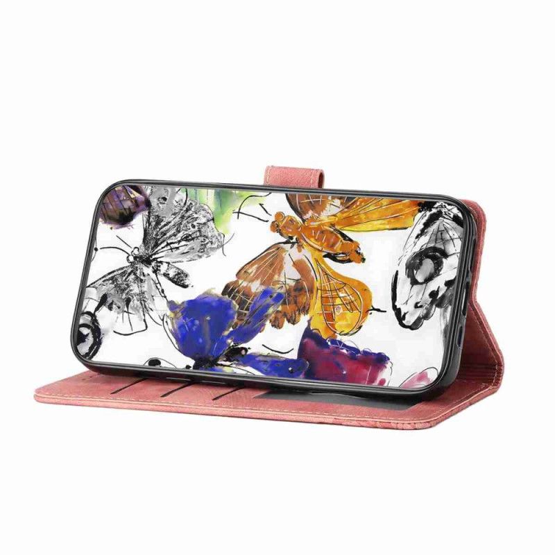 Etui Folio Do Xiaomi 17 Pro Wzór Motyla Z Efektem Zamszu