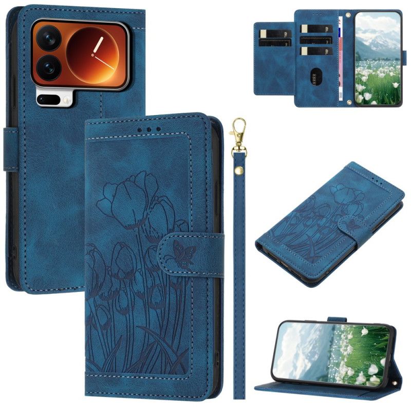 Etui Folio Xiaomi 17 Pro Portfel Z Tulipanowym Wzorem Etui Ochronne