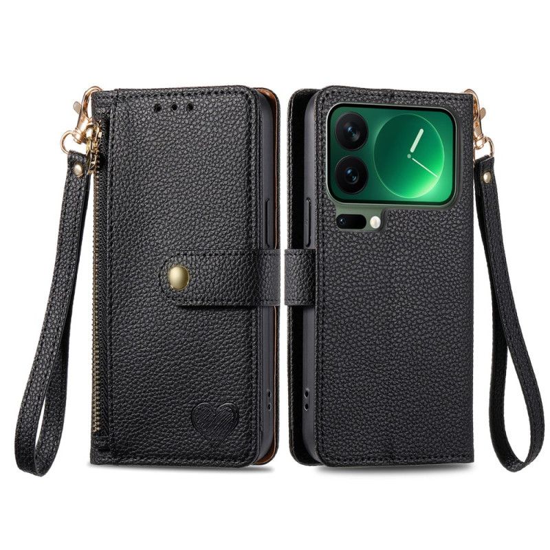 Etui Folio Xiaomi 17 Pro Wzór Serca Blokujący Rfid Etui Ochronne