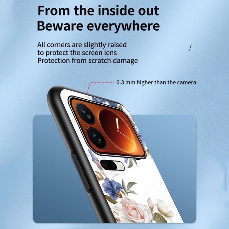 Etui Xiaomi 17 Pro Kwiatowy Wzór Ze Szkła Hartowanego