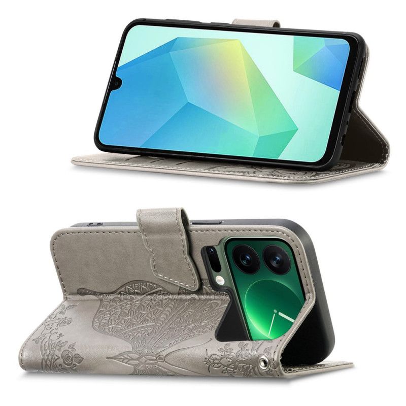 Skórzany Futerał Xiaomi 17 Pro Etui Na Telefon Trójwymiarowy Motyl I Kryształki Górskie