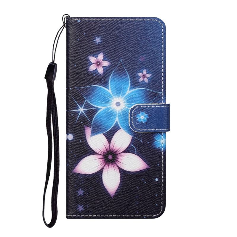 Etui Folio Xiaomi Redmi Note 10 Pro Księżycowe Kwiaty Ze Stringami Etui Ochronne