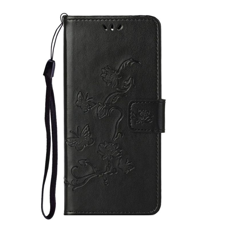 Etui Folio Xiaomi Redmi Note 10 Pro Szary Czarny Motyle I Kwiaty Etui Ochronne