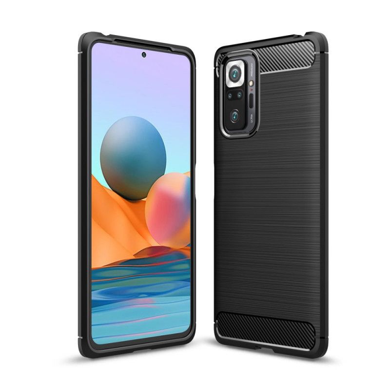 Etui Xiaomi Redmi Note 10 Pro Czerwony Czarny Szczotkowane Włókno Węglowe Etui Ochronne