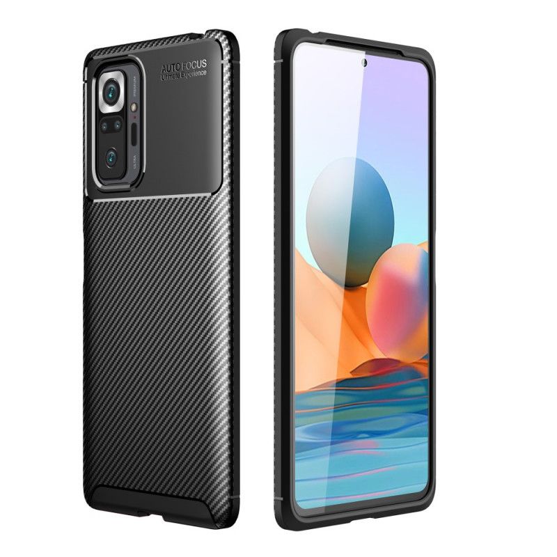 Etui Xiaomi Redmi Note 10 Pro Granatowy Czarny Elastyczna Tekstura Włókna Węglowego