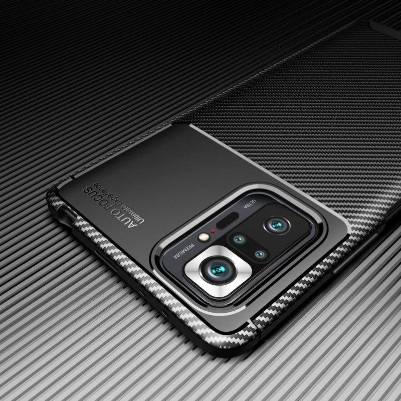 Etui Xiaomi Redmi Note 10 Pro Granatowy Czarny Elastyczna Tekstura Włókna Węglowego