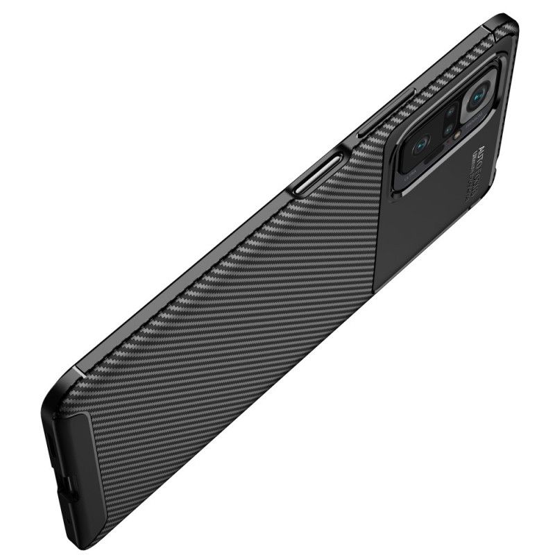 Etui Xiaomi Redmi Note 10 Pro Granatowy Czarny Elastyczna Tekstura Włókna Węglowego