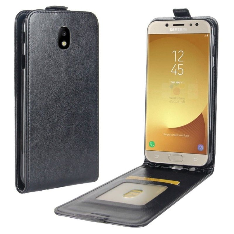 Etui Folio Samsung Galaxy J5 2017 Czarny Efekt Składanej Skóry