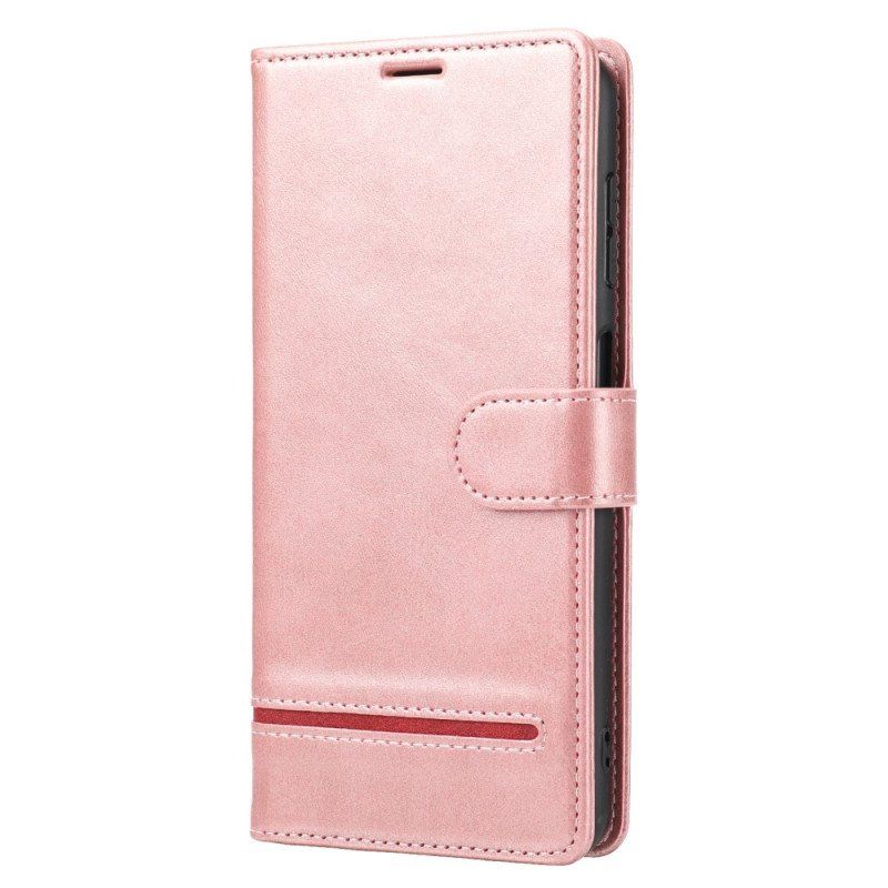 Etui Folio do Poco X5 5G Liniowy Efekt Skóry