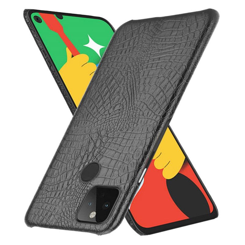 Etui Google Pixel 4A 5G Biały Czarny Efekt Skóry Krokodyla