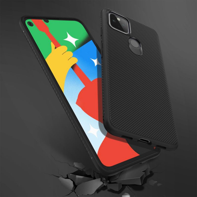Etui Google Pixel 4A 5G Granatowy Czarny Skośny Serial Jazzowy Etui Ochronne