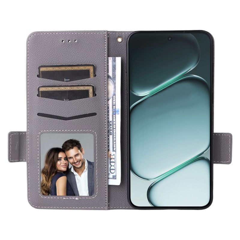 Skórzany Futerał Oneplus 15r Etui Na Telefon Tekstura Liczi Z Paskiem