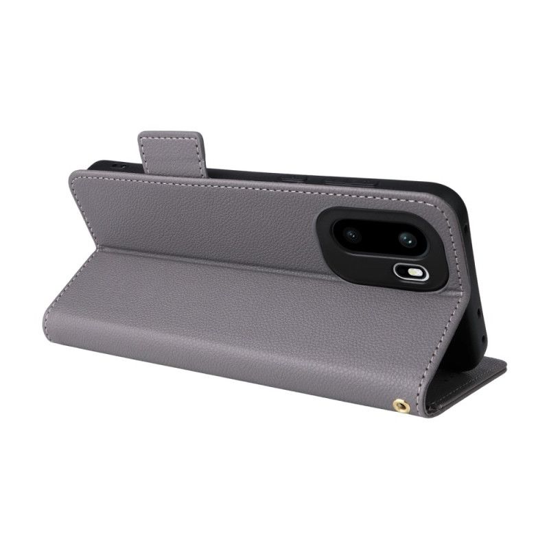 Skórzany Futerał Oneplus 15r Etui Na Telefon Tekstura Liczi Z Paskiem