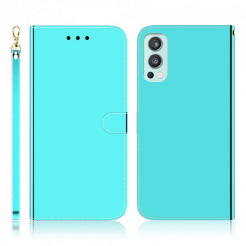 Etui Folio Do Oneplus Nord 2 5g Sztuczna Skórzana Osłona Lusterek