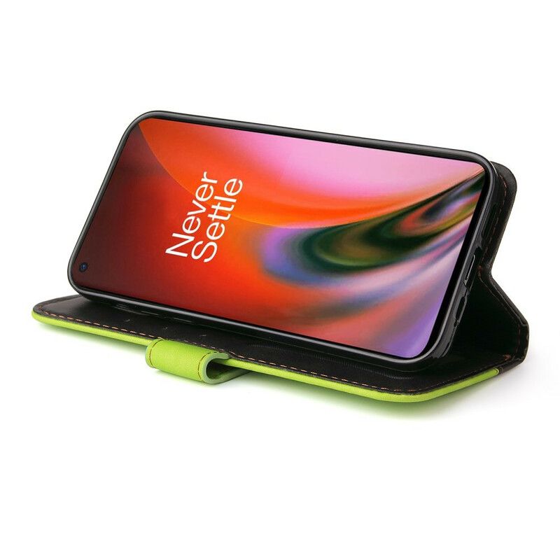 Etui Folio Oneplus Nord 2 5g Dwukolorowa Sztuczna Skóra Etui Ochronne