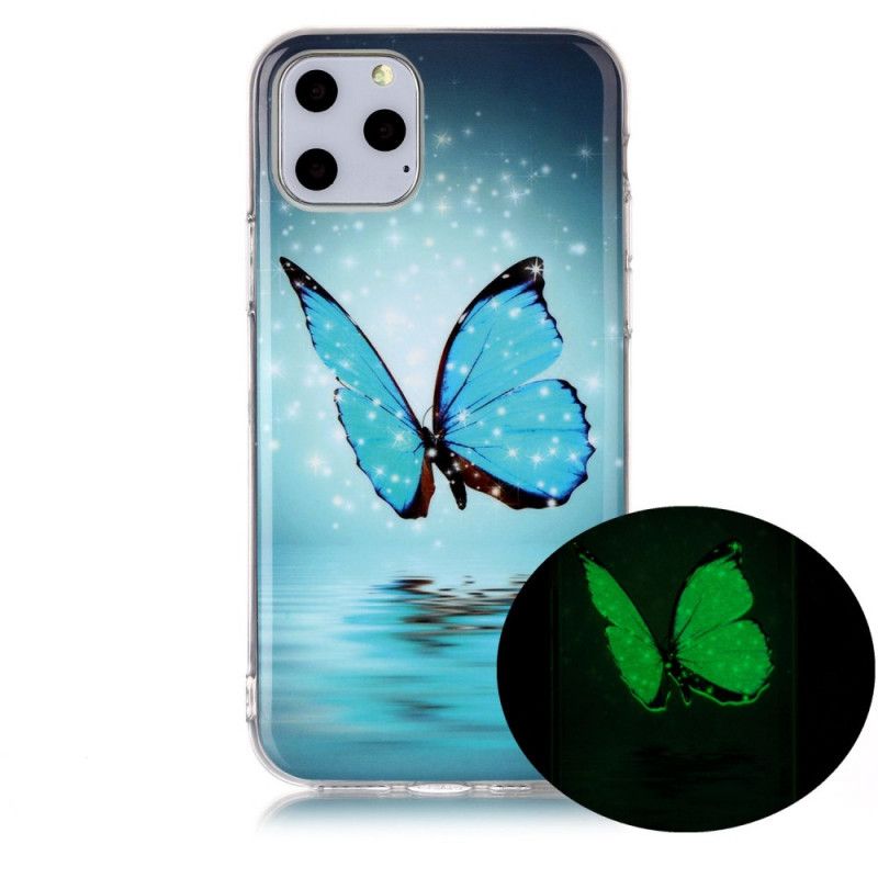 Etui iPhone 11 Pro Fluorescencyjny Niebieski Motyl Etui Ochronne