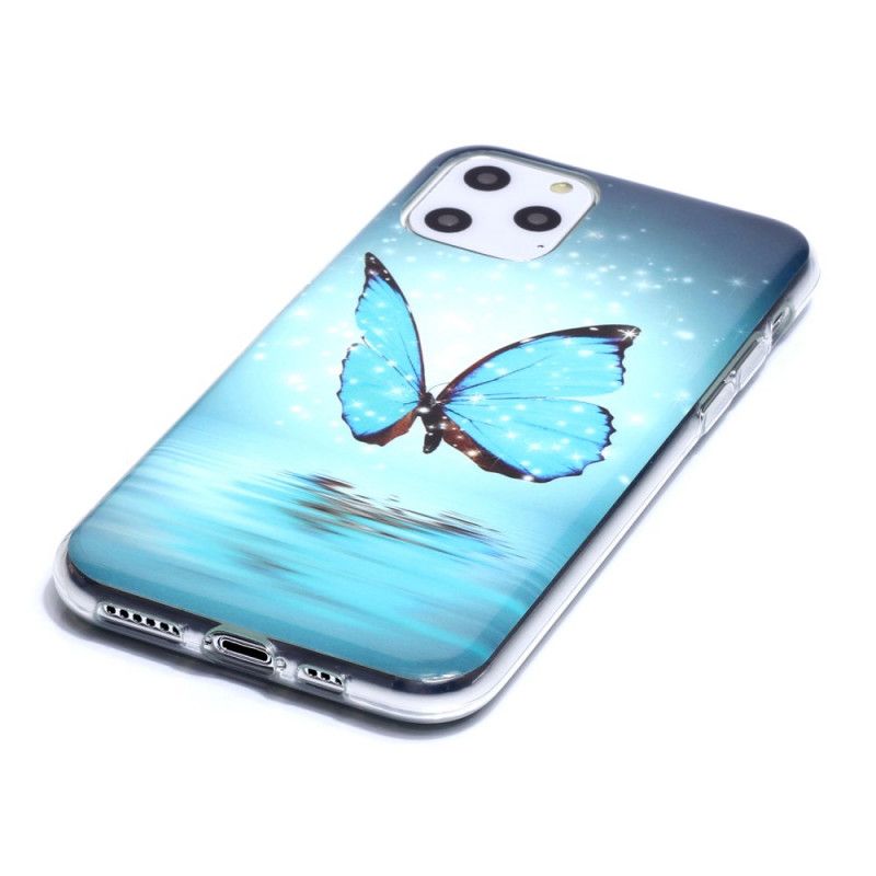 Etui iPhone 11 Pro Fluorescencyjny Niebieski Motyl Etui Ochronne