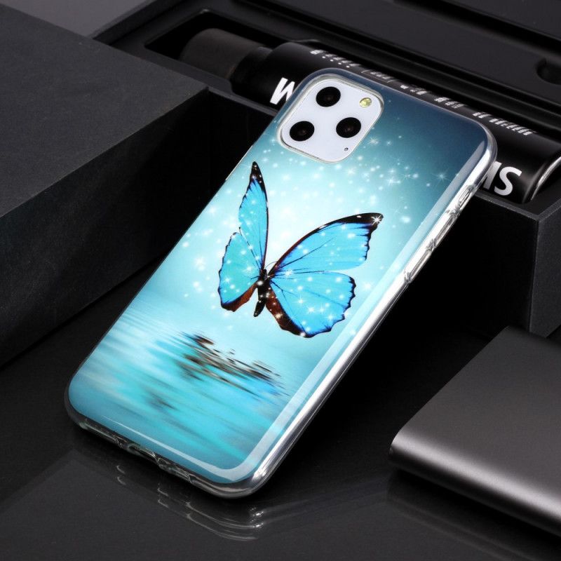 Etui iPhone 11 Pro Fluorescencyjny Niebieski Motyl Etui Ochronne
