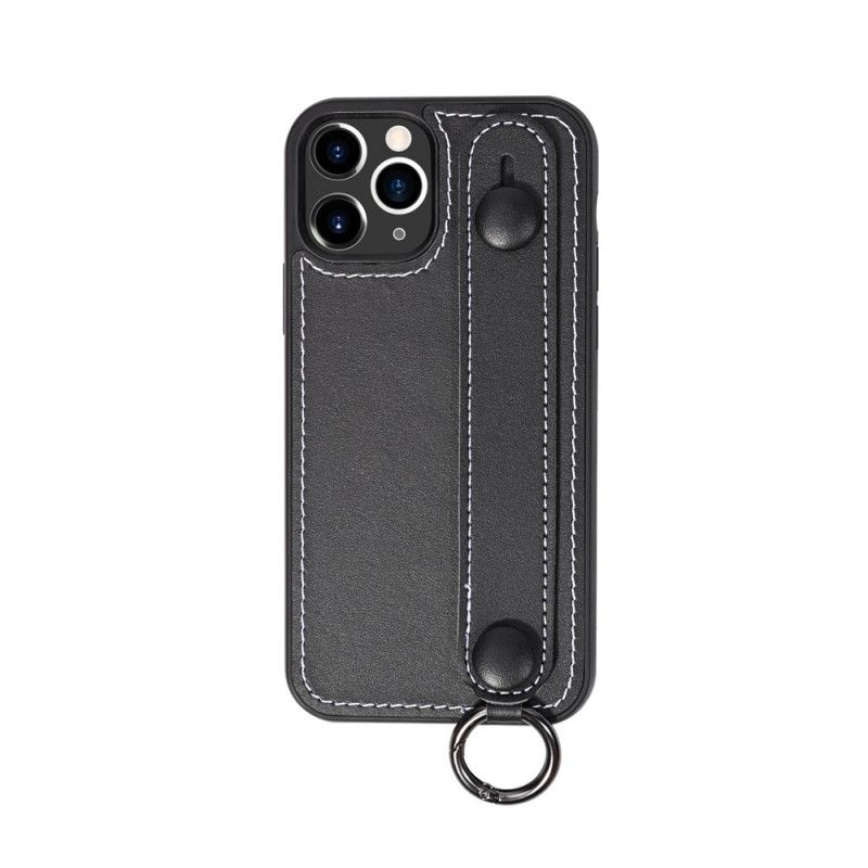 Etui iPhone 11 Pro Zielony Czarny Pasek Z Prawdziwej Skóry Etui Ochronne