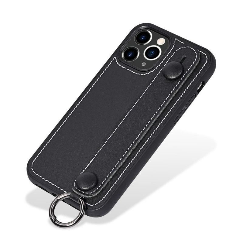 Etui iPhone 11 Pro Zielony Czarny Pasek Z Prawdziwej Skóry Etui Ochronne